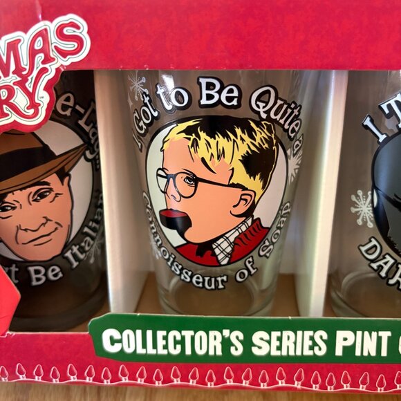 🌟Host Pick🌟 NWT A Christmas Story Collector's Pint Glass 4-Pack Ralphie Old Man - Picture 9 of 11